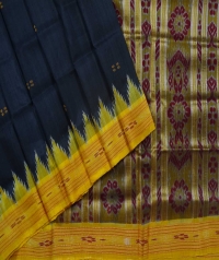 Black yellow handwoven khandua silk saree