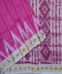 Pink off white handwoven khandua silk saree