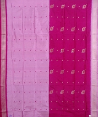 Deep and light pink handwoven bomkai silk saree