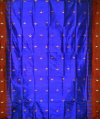 Blue maroon handwoven bomkai silk saree