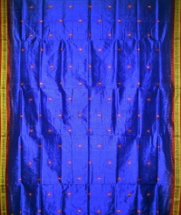 Blue maroon handwoven silk saree