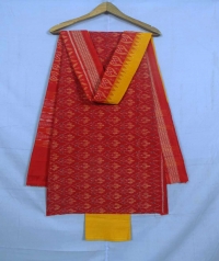 Red and yellow sambalpuri cotton suit piece