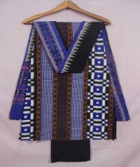 Blue and black sambalpuri cotton suit piece