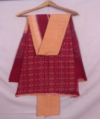 Maroon and dark beach  sambalpuri cotton suit piece