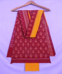 Maroon and yellow sambalpuri cotton suit piece