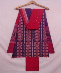 Violet and red sambalpuri cotton suit piece