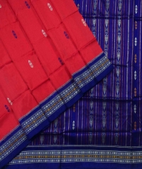 Tiger orange blue handwoven bomkai silk saree