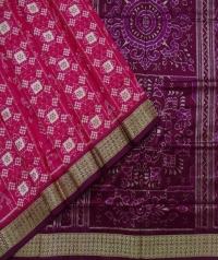 Pink and purple handwoven sambalpuri silk saree