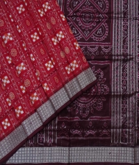 Light and dark maroon handwoven sambalpuri silk saree