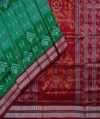 Green maroon handwoven sambalpuri silk saree