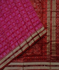 Pink maroon handwoven sambalpuri silk saree