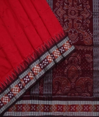 Red maroon handwoven bomkai silk saree