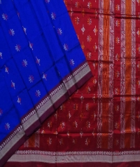 Blue maroon handwoven bomkai silk saree