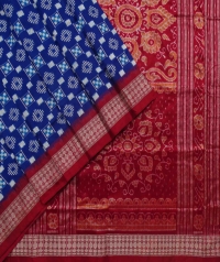 Blue maroon handwoven sambalpuri silk saree