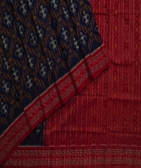 Navy blue maroon handwoven sambalpuri cotton saree