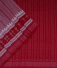 Red handwoven sambalpuri cotton saree