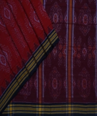 Red maroon handwoven sambalpuri cotton saree