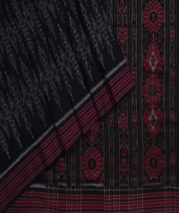 Black maroon handwoven sambalpuri cotton saree
