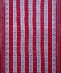 Off white red handwoven sambalpuri cotton saree