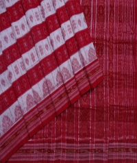 Off white red handwoven sambalpuri cotton saree