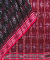 Black maroon handwoven sambalpuri cotton saree