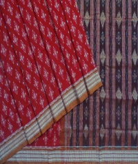 Red brown handwoven sambalpuri cotton saree