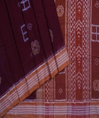 Maroon brown handwoven sambalpuri cotton saree