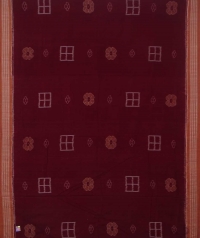 Maroon brown handwoven sambalpuri cotton saree