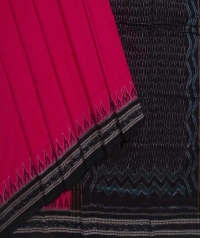 Pink black handwoven sambalpuri cotton saree