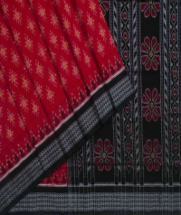Red black handwoven sambalpuri cotton saree