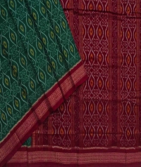 Green maroon handwoven sambalpuri cotton saree
