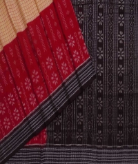 Red black handwoven sambalpuri cotton saree