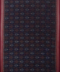 Teal blue black handwoven sambalpuri cotton saree