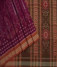 Magenta brown handwoven sambalpuri cotton saree