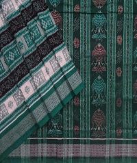 Green black handwoven sambalpuri cotton saree