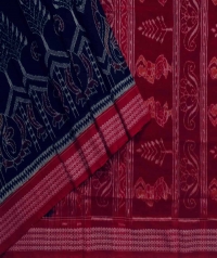 Navy blue red handwoven sambalpuri cotton saree