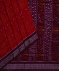 Red maroon handwoven sambalpuri cotton saree