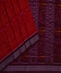 Red maroon handwoven sambalpuri cotton saree