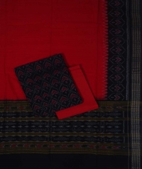 Black red handwoven cotton suit piece 