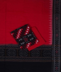 Black red handwoven cotton suit piece 