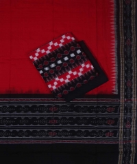 Red black handwoven cotton suit piece 