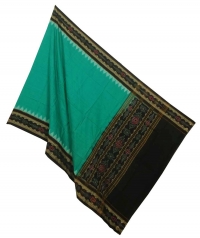 Green black handwoven cotton dupatta