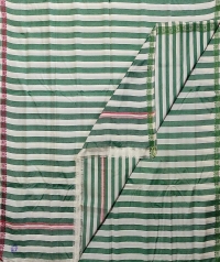 Offwhite green handwoven sambalpuri tussar silk joda