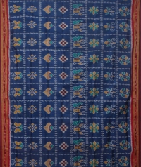 Royal blue maroon handwoven khandua silk saree