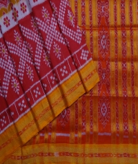 Pink maroon handwoven khandua silk saree