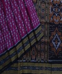 Magenta black handwoven khandua silk saree