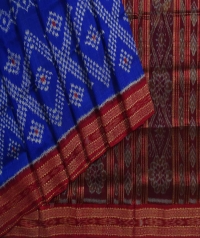 Indigo blue maroon handwoven khandua silk saree