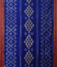 Indigo blue maroon handwoven khandua silk saree