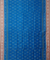 Sapphire blue offwhite handwoven khandua silk saree