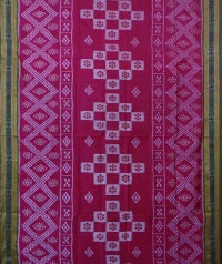Pink olive green handwoven khandua silk saree